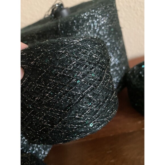 Fancy Soft 4 Skeins Dark Green Sequins Silver Glitter 200g Total #452 - Picture 4 of 4